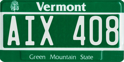 VT license plate AIX408