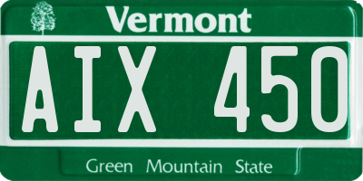 VT license plate AIX450