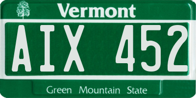 VT license plate AIX452