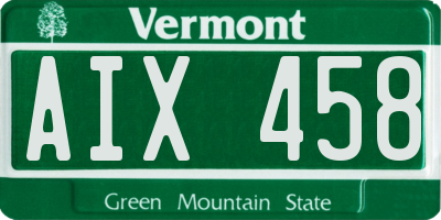 VT license plate AIX458
