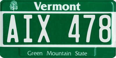VT license plate AIX478