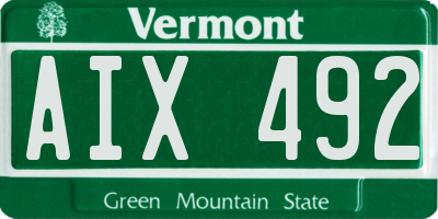 VT license plate AIX492