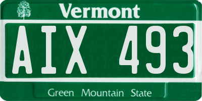 VT license plate AIX493