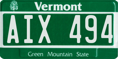 VT license plate AIX494