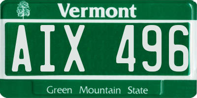 VT license plate AIX496