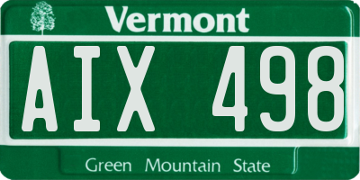 VT license plate AIX498