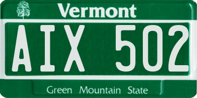VT license plate AIX502