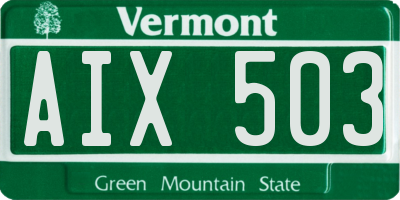 VT license plate AIX503