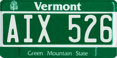 VT license plate AIX526