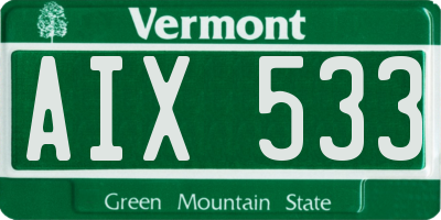 VT license plate AIX533
