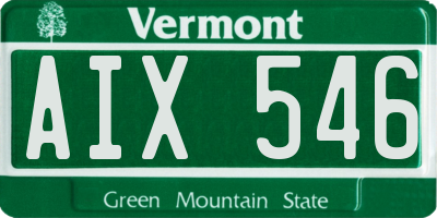 VT license plate AIX546
