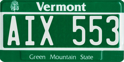 VT license plate AIX553