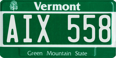 VT license plate AIX558