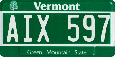 VT license plate AIX597