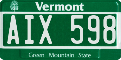 VT license plate AIX598