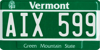 VT license plate AIX599