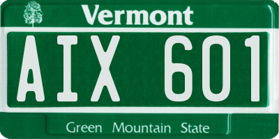 VT license plate AIX601