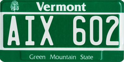 VT license plate AIX602