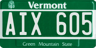 VT license plate AIX605