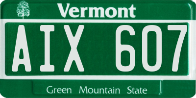 VT license plate AIX607