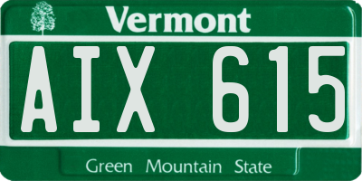 VT license plate AIX615
