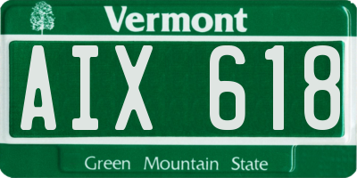 VT license plate AIX618