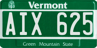 VT license plate AIX625