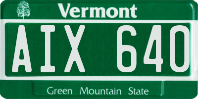 VT license plate AIX640