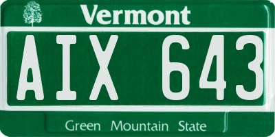 VT license plate AIX643