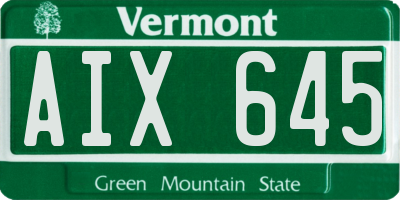 VT license plate AIX645