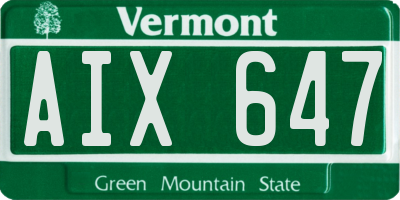 VT license plate AIX647
