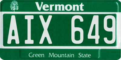 VT license plate AIX649