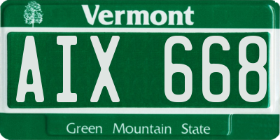 VT license plate AIX668