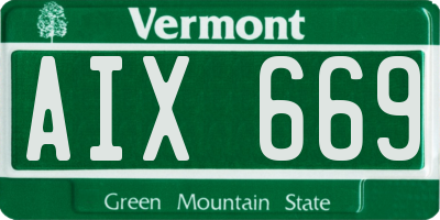 VT license plate AIX669