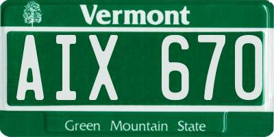 VT license plate AIX670