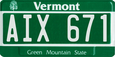 VT license plate AIX671