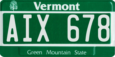 VT license plate AIX678