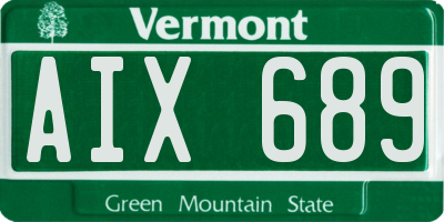 VT license plate AIX689