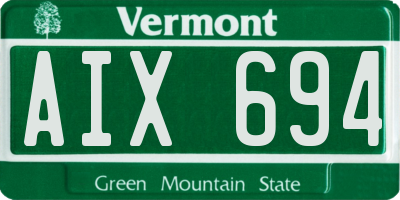 VT license plate AIX694