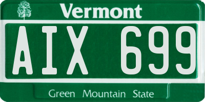 VT license plate AIX699