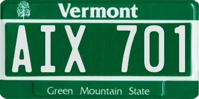 VT license plate AIX701