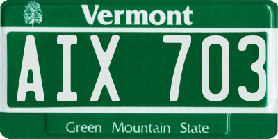 VT license plate AIX703