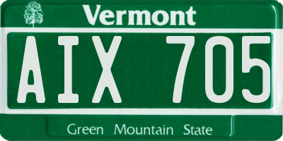 VT license plate AIX705