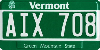 VT license plate AIX708