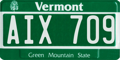 VT license plate AIX709