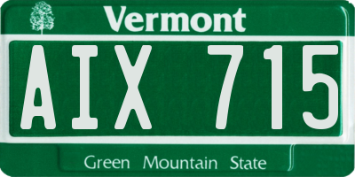 VT license plate AIX715