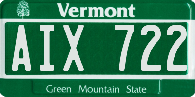 VT license plate AIX722