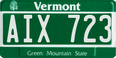 VT license plate AIX723