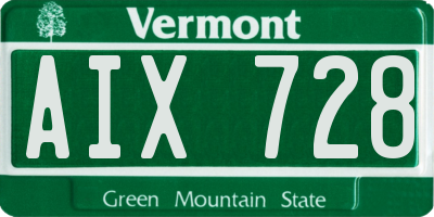 VT license plate AIX728