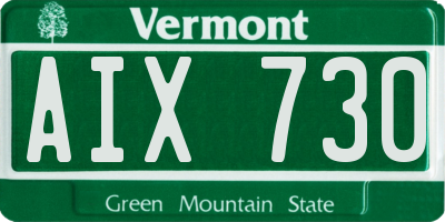 VT license plate AIX730